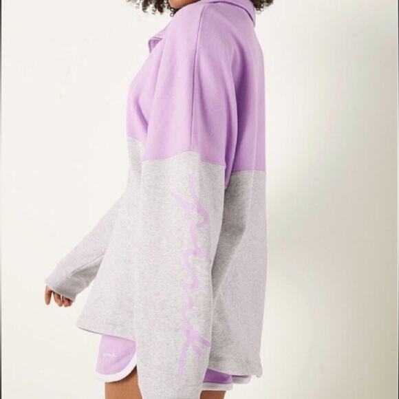Victorias Secret Varsity Half Zip Pullover Lilac Gray Size XS - Picture 2 of 14